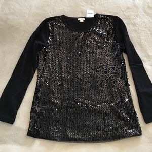 J.Crew factory 3/4 sleeve black sequins BNWOT XS